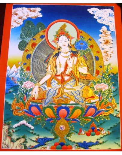 White Tara Thangka Painting 
